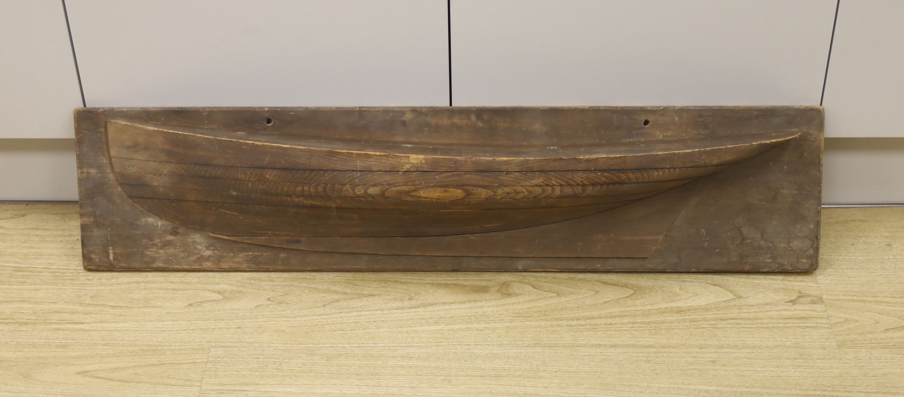 A pine half hull wall-hanging model boat 102cm